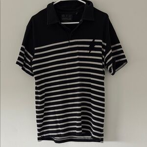 Ikks Black and White Polo Shirt with Stripes